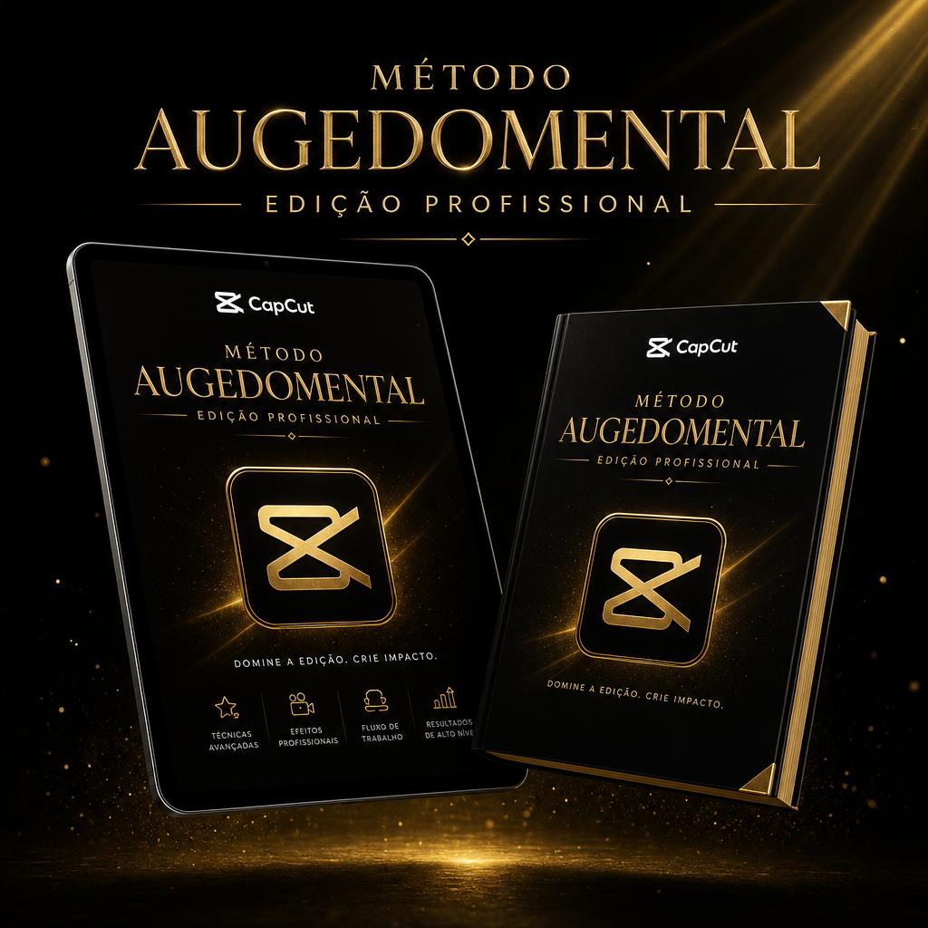 Capa do Método Augedomental Edição Profissional mostrando tablet e ebook premium com design dourado sobre fundo preto
